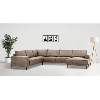 OTTO home Wohnlandschaft OTTO HOME "OLAND U-Form, XXL, B: 342 cm, Skandi-Design", grau (taupe), B:342cm H:85cm T:260cm, 100% Polyester, Sofas, Wohnlandschaft, Skandi-Design in Struktur, Flachgewebe, Luxus-Microfaser, Boucle