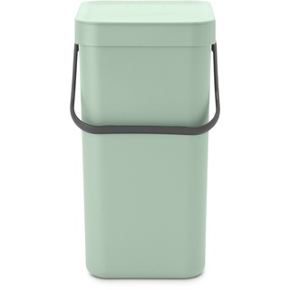 Brabantia - Sort & Go Abfallbehälter 12L - Mittelgroßer Recyclingbehälter - Tragegriff - Pflegeleicht - Auch für die Wandmontage Geeignet - Küchenmülleimer - Jade Green - 20 x 25 x 35 cm