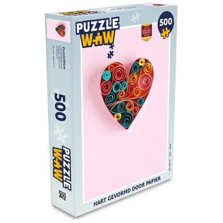 MuchoWow Puzzle Herz - Papier - Pastell, 500 Puzzleteile, Foto-Puzzle, Bilderrätsel, Puzzlespiele, Spielzeug bunt