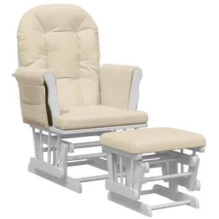 vidaXL Schaukelsessel mit Hocker Stoff 1 St 72 x 75 x 80 cm Cremeweiß