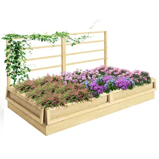 Outsunny Hochbeet mit Rankhilfe 183 x 98,5 x 95 cm Braun