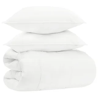 Bettwäsche-Set Weiß 140 x 220 cm Baumwolle, Bambus, Polyester - Bettdecken c2009 - Weiß