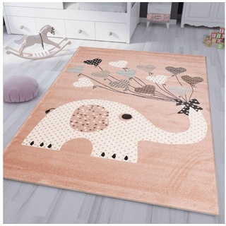 Teppich Kinderteppiche mit Ballons Elefant Kinderteppich für Mädchen und Jungs, Vimoda, Rechteckig 80 cm x 150 cm
