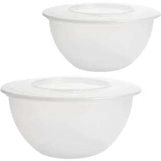 2friends Salatschüssel mit Deckel Groß 5L 2er Set | Rührschüssel Transparent | Große Salatschüssel XXL Kunststoff BPA-frei | Ø28cm | Made in EU