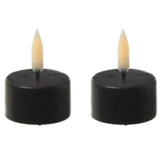 2x LED Teelicht Thea Uyuni mit Timer dimmbar bis 400 Std. D: 4cm in schwarz | Gr.: onesize