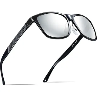 ATTCL Sonnenbrille Herren Polarisiert UV400 AL-MG Verspiegelt Autofahren | Leicht,HD TAC Linse, Blendschutz, Rutschfest,Verstellbare Nasenpolster,Rechteckig Rahmen, Modern, Wanderung, Reise, Cat 3 - M