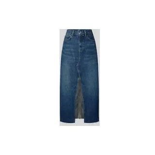 Midi-Jeansrock im Used-Look mit Gehschlitz, Jeansblau, 31