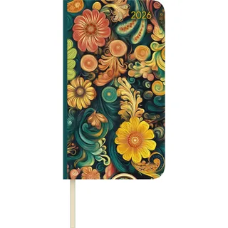 ALPHA EDITION GmbH & Co. KG Alpha Edition - Lady Journal Slim Paisley 2026 – Taschenkalender 9×16 cm – Weekly – kompakter Wochenplaner mit Notizseiten, Info- & Adressteil – 128 Seiten