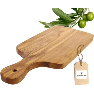 HOFMEISTER® Brettchen mit Griff Olivenholz – Vielseitiges Schneidebrett oder Frühstücksbrett, robust und stilvoll, ideal zum Schneiden und Servieren, 30 cm