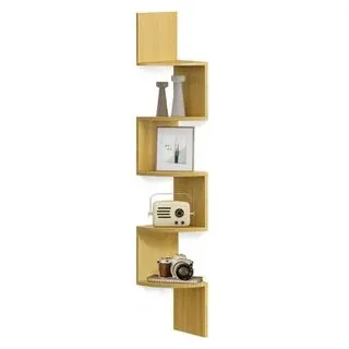 Vasagle Wandregal LBC072Y70, eiche, 20 x 126 x 20cm, Eckregal mit 5 Ebenen, aus Holz