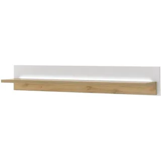 Regal Wandregal Wandboard 150 cm, weiß mit Eiche inkl LED Beleuchtung