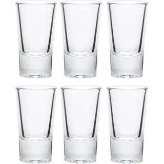 Pullmer Schnapsgläser 6er Set, buntsortierte Shotgläser 28 ml/2,8 cl, ideal als Likör-, Vodka- oder Tequila-Gläser, minimalistisches Design, spülmaschinenfest