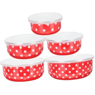 RORPOIR 5 Stück Emaillierte Schüssel Keramik-Salatschüssel Salatschüsseln Mit Deckel Bento-Lunchbox Rührschüsseln Outdoor-Camping-Geschirr Nudelschüssel Büro-Bento-Etui Lunchboxen
