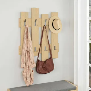 Dmora - Garderobe/Kleiderbügel Zenith, Kleiderhalter, Wand-Kleiderständer-Struktur, Wandgarderobe, 64x4 h79 cm, Eiche