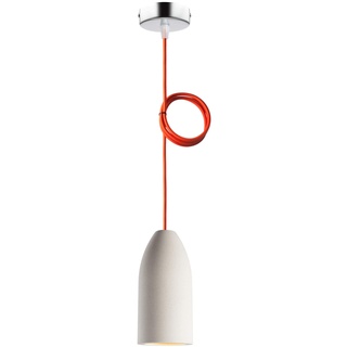 Buchenbusch urban design Pendelleuchte einflammig light edition 7,5 x 16 cm, Wohnzimmerlampe hängend mit Textilkabel Orange