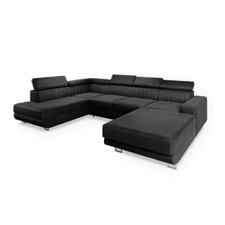 masseno Ecksofa SIENA Polyester 3-Sitzer Schwarz