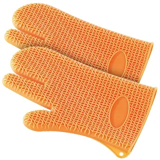 Rosenstein & Söhne Ofenhandschuhe: 2er-Set Silikon Hitzeschutzhandschuhe (Backofenhandschuhe Silikon, Handschuhe Backofen, BBQ)