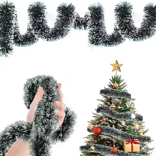 10m Weihnachtsgirlande, Tannengirlande,Weihnachtsdeko Girlanden,Weihnachten Lametta Girlande,Girlande Weihnachten Treppe, Outdoor Weihnachtsdeko,Garland für Treppe, Kamin und Party (dunkelgrün)