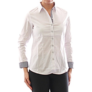YESET Langarmhemd Damen Bluse Hemd Langarm Shirt Tunika Weiss Baumwolle 349 L