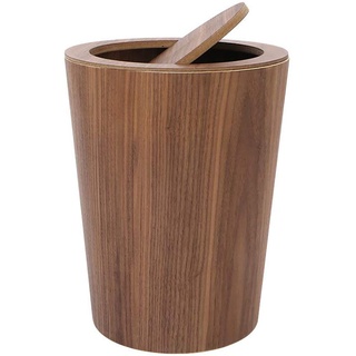 FCSFSF Holz Mülleimer mit Schaukeldeckel, runde Küche Mülleimer, japanische kleine Abfalleimer Papierkorb für Büro Badezimmer Wohnzimmer A 19x19x30cm (7x7x12inch)