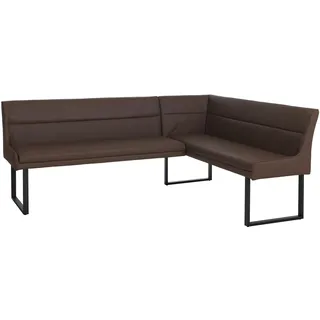 MCW Eckbank MCW-O81, Esszimmerbank Bank, Kunstleder Metall 209x158cm ~ braun