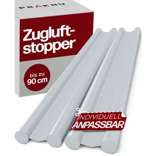 Praknu 2 Zugluftstopper für Türen bis zu 90cm - Doppelseitiger Schutz - Energiesparend - Zuschneidbar - Leicht zu Reinigen - Weiß