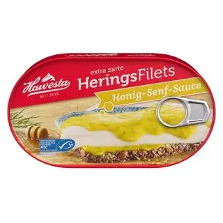 Hawesta Fischkonserve extra zarte Heringsfilets, in Honig-Senf-Sauce, MSC zertifiziert, 190 g