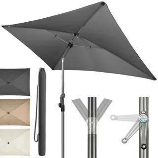 4smile Sonnenschirm Balkon mit Kurbel 200 × 125 cm, Anthrazit | Sonnenschirm rechteckig, Balkonschirm mit UV 50+, Sonnenschutz Balkon mit Schutzhülle, knickbar und höhenverstellbar