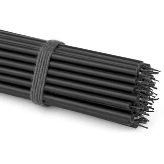 NKlaus 50x dünne Stabkerzen, Schwarz, 16 cm, Paraffinkerzen | Die Stabkerzen sind rußfrei und tropffrei, haben eine lange Brenndauer und eignen sich für Deko, Gothic und Zeremonien