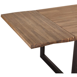 Ibbe Design Ansteckplatte Tischplatte für Mallorca Ausziehbar Esstisch Natur Baumkante Massiv Braun Lackiert Akazie Holz Esszimmer Tisch, 90x50x7 cm