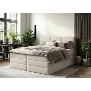 MID.YOU Boxspringbett, Creme, - H2/H3 - inklusive Topper - 180x200 cm,
