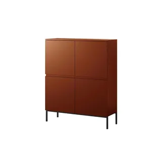 Selsey Highboard 100 x 122 cm Ziegelrot / Schwarz