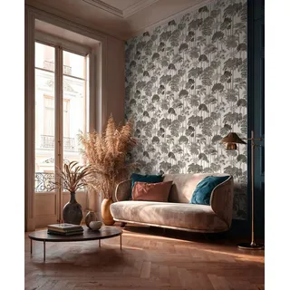 A.S. Création Vliestapete Urwald Dschungel Motiv Bäume 64 cm x 10 m Grau/Schwarz/Weiß 79162-5