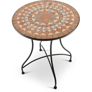 RABURG Mayla Mosaik-Gartentisch, rund, 60 cm Ø, Metall, Orange/Beige/Grau