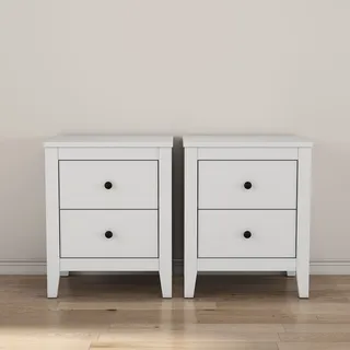 Nachtkommode OTTO HOME "Borkum Sideboard Anrichte mit 6 Schubladen Landhaus weiß", weiß, B:50cm H:62cm T:40cm, Sideboards, Nachttisch Set mit je 2 Schubladen, Beistelltisch