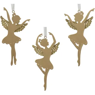 Christbaumschmuck Metall 15cm - Ballerina Figur zum Aufhängen - 1 Stück sortiert - bruchfest - Weihnachtsbaum Anhänger für Weihnachten - Christbaumanhänger & Weihnachtsbaumschmuck - Mädchen Gold