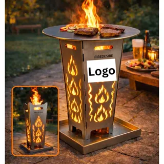 FireDesire Feuerkorb personalisiert 80cm + Grillplatte + Ascheschale, Feuertonne, Feuerschale, Grilltonne, Ofen, Terassenofen, Grillsäule, Grill
