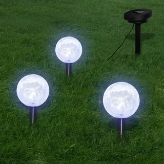 vidaXL Kugelleuchte Glas, Kunststoff 6 Stk. inkl. Erdspießen & Solarmodulen weiß