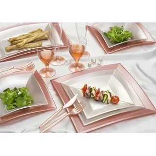 Sovie Tableware Teller aus Plastik (PP), tief, Perlmutt-Weiss, 180x180mm, 8 Stück - Einweg Tiefe Teller Geschirr