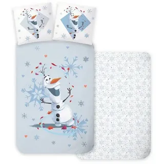 Disney Kinderbettwäsche Disney Eiskönigin Olaf Kinder Bettwäsche 100x135cm blau