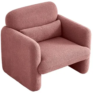 FUROKOY Loungesessel Armstuhl Einzelsofa Sofasessel Polsterstuhl Einzelsofastuhl Sessel, (Schlafsessel Relaxsessel, (mit beweglichem Lendenkissen, Lammwolle), Hochelastische Sitze rosa