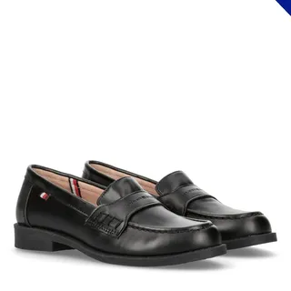 Tommy Hilfiger Logo Smooth Loafers, for Boys, Samir, Black, 28