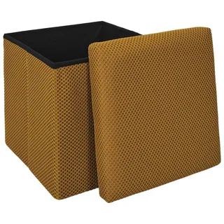 HowHomely Sitzhocker mit Stauraum Puff 38x38x38cm gelb Pouf Hocker faltbar gepolstert Aufbewahrungsbox ideal für Wohnzimmer Schlafzimmer Flur Büro Diele
