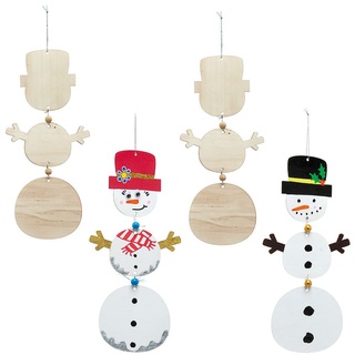Dekorationen aus Holz "Schneemann" (4 Stück) Bastelaktivitäten zu Weihnachten