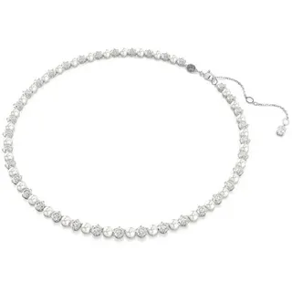 Swarovski Matrix Tennis Halskette Kristallperle Weiß / Messing, Silber