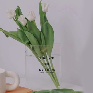 Book Vase, Tulpenvase, Klare Buchvase, Acryl Buch Vasen, Klare Buchblumenvase, Dekorative Acryl-Büchervase, Transparente Buchvase für Blumen Schlafzimmer Tischdeko Wohnzimmer Büro