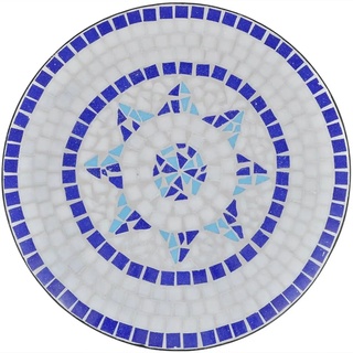Gartentische - HOMMIE, Bistrotisch Blau und Weiß 60 cm Mosaik 2023