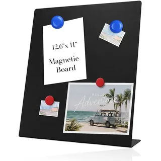 Magnettafel Schwarz, Magnettafel Magnetboard 32 x 28 cm Metall Magnetwand Kreidetafel Matt Magnetic Board Klein Pinnwand Magnetisch für Küche Tischplatte Heimbüro