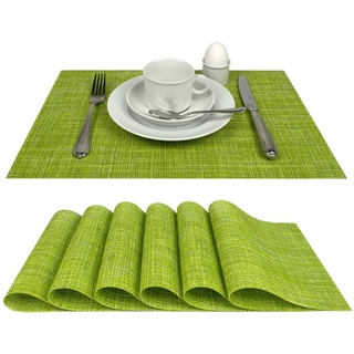 Tischsets Platzsets Capri, abwaschbar, im 6er-Set, grün, Tisch Unterlage ist abwischbar