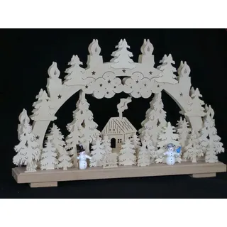 Schwibbogen el. Beleuchtet mit Schneemänner B x H= 50x31cm NEU Lichterbogen Holz